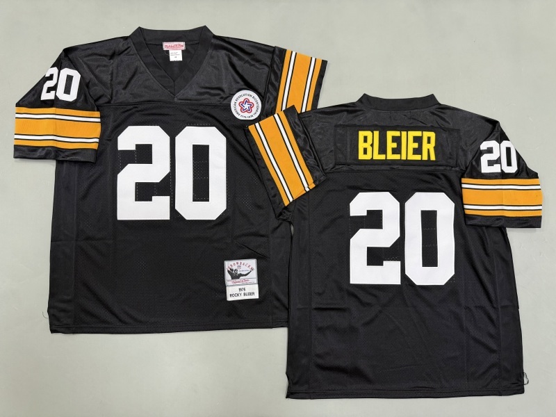 Men 2025 Pittsburgh Steelers #20 Bleier black Throwback Limited NFL Jersey style 002